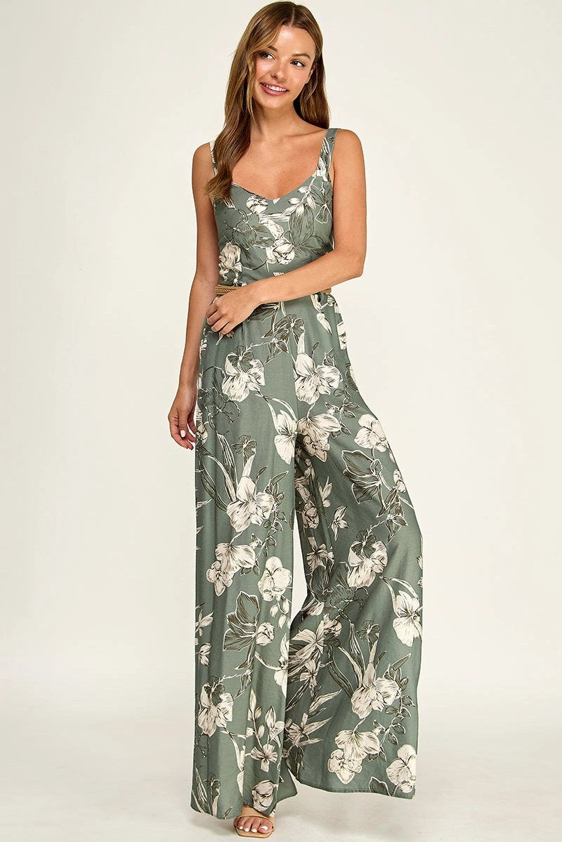 Floral Belted Jumpsuit