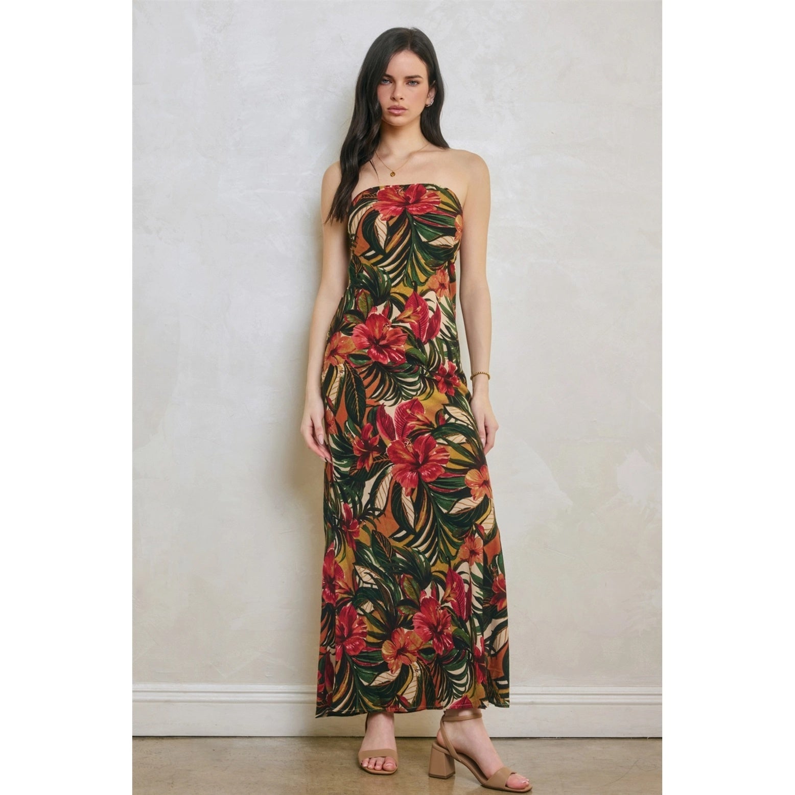 Tropical Tie Back Maxi Dress