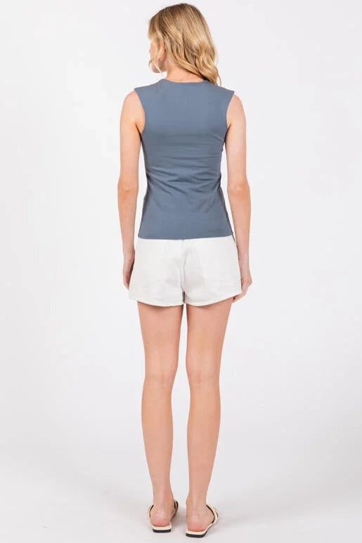 Cotton V Neck Double Layer Top