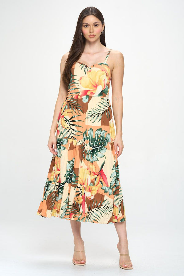 Monstera Tiered Midi Dress (PRE-ORDER ONLY)