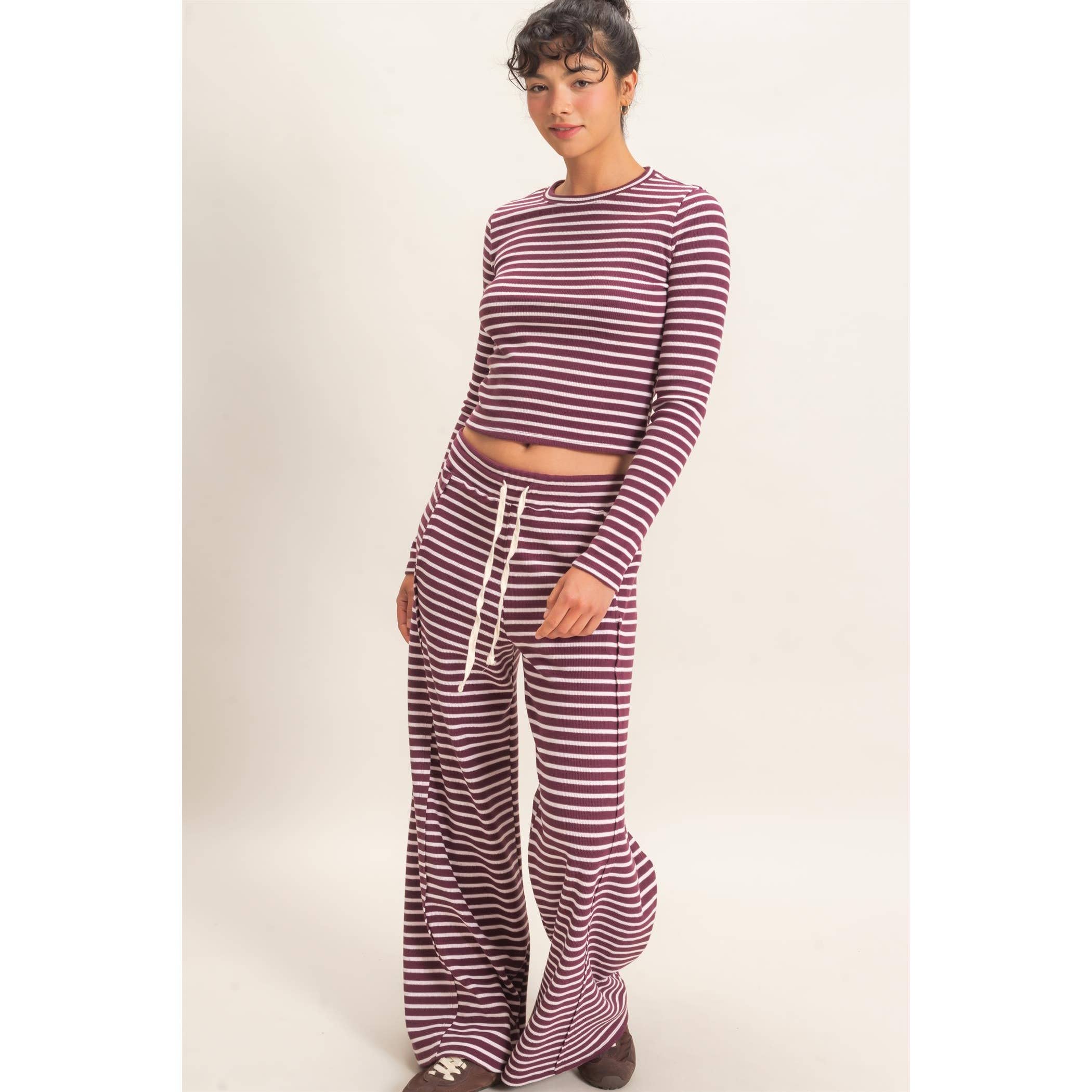 Striped Waffle Long Sleeve Top & Pants Set (sold separately)