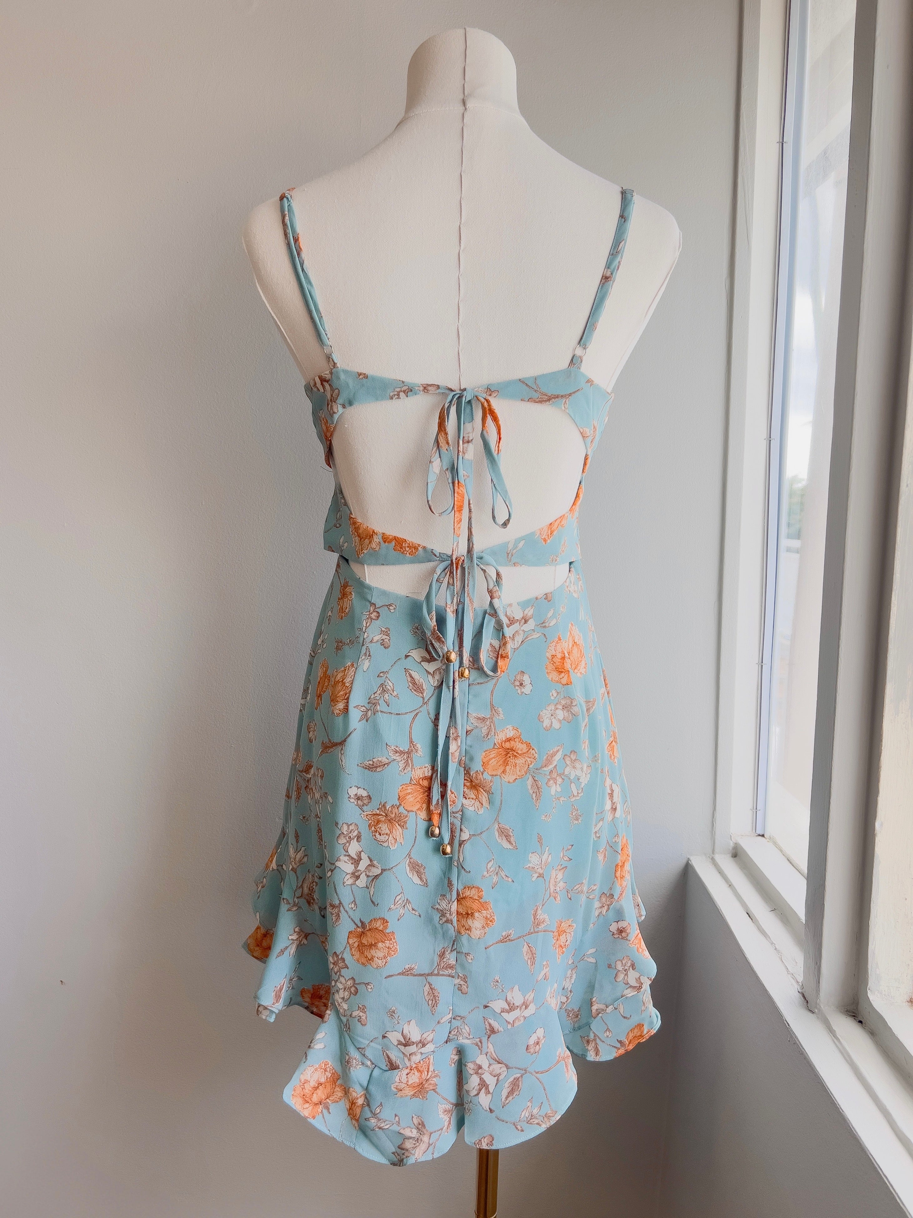 Floral Tie Back Mini Dress