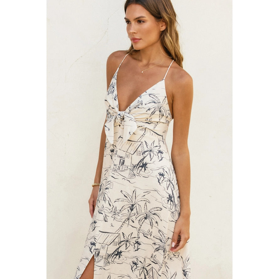 Tropical Island Print Maxi Dress