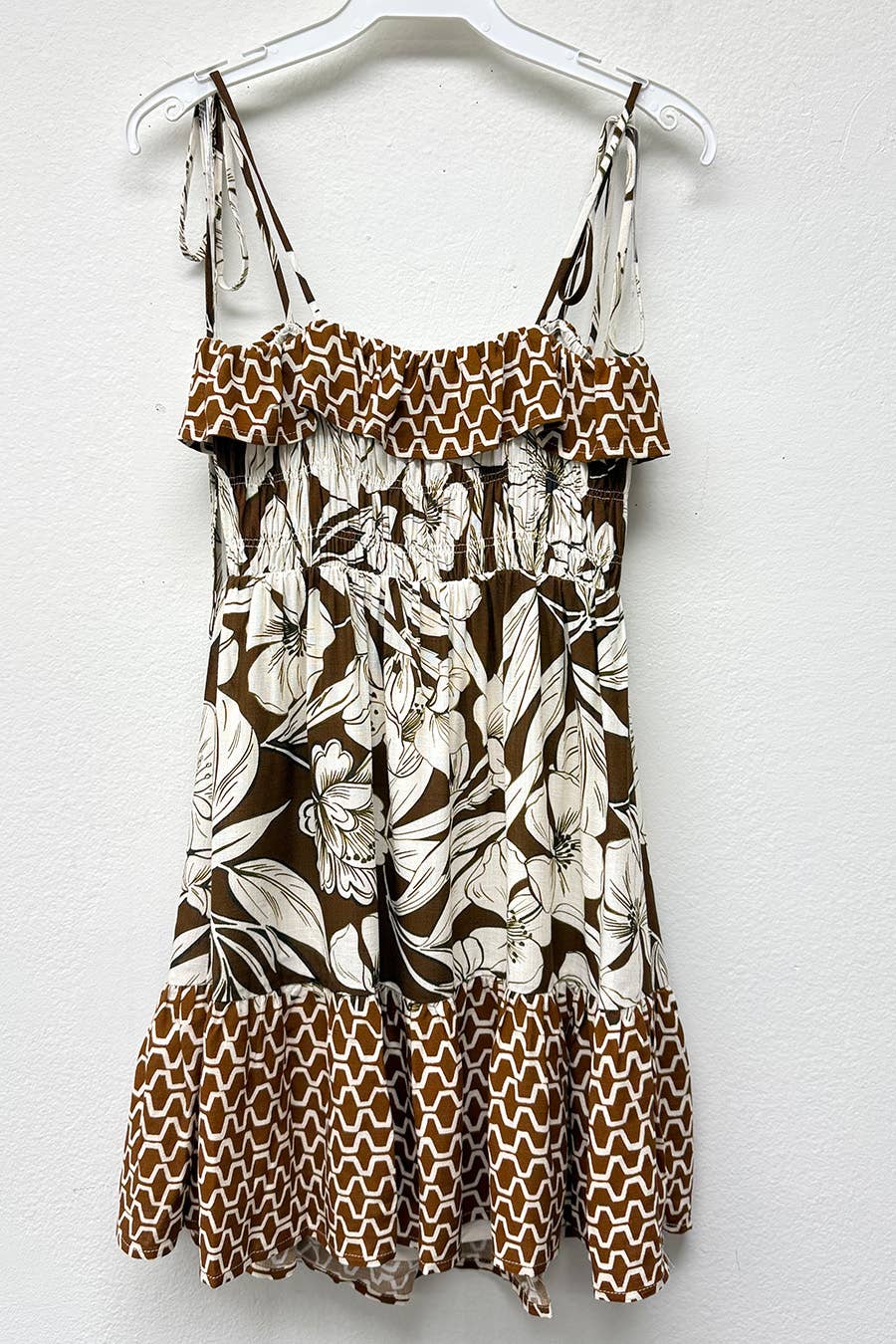 Ruffle Contrast Print Dress