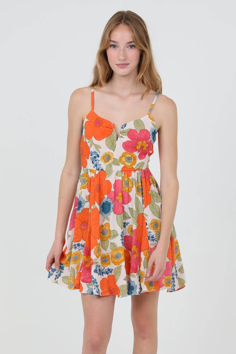 Notch Front Floral Sundress