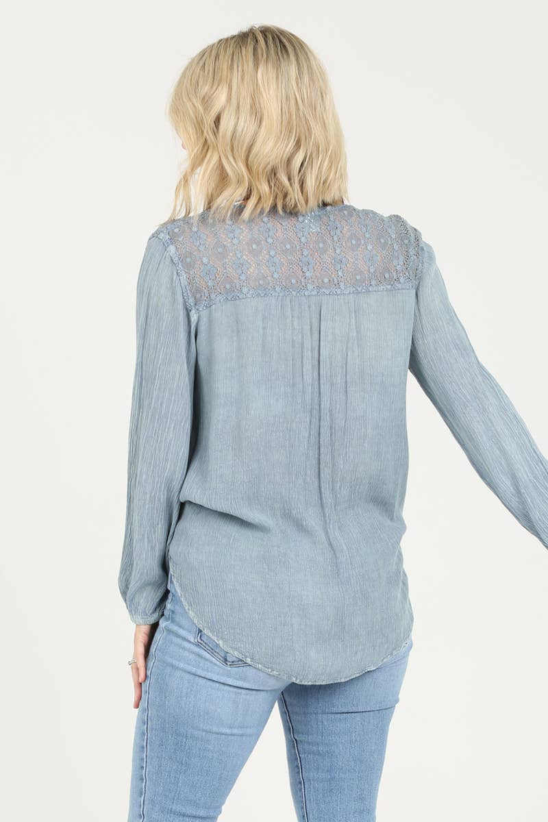 Embroidered Tie Hem Blouse