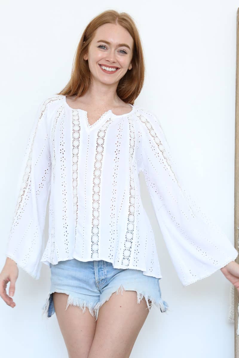 Lace Flare Sleeve Top