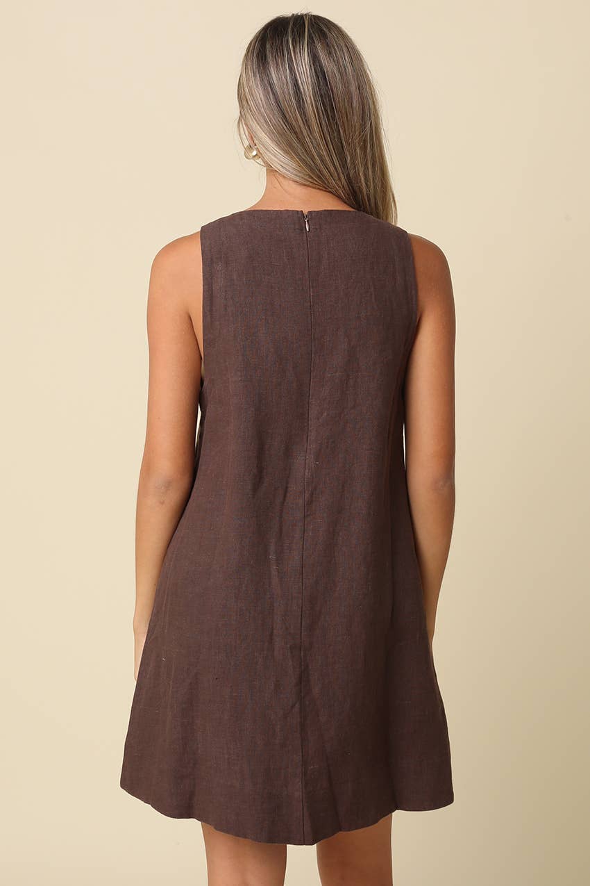 Lena Classic Linen Mini Dress