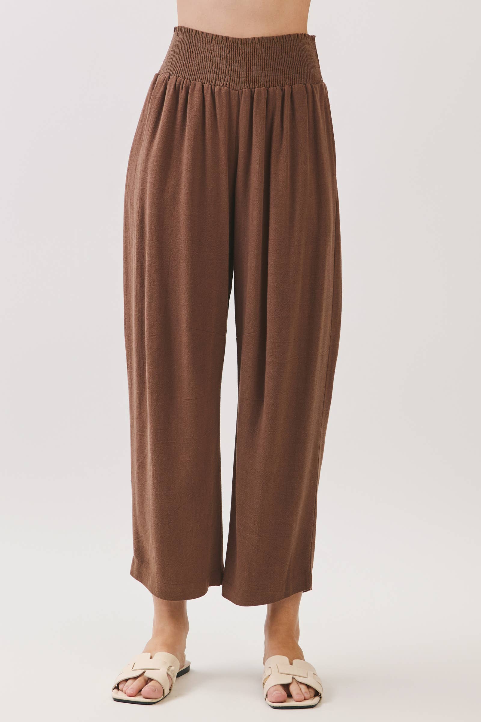 Smocked Waist Barrel Pants