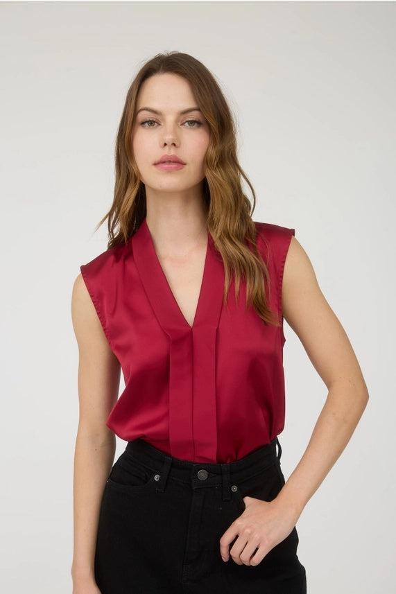 Satin Collar Sleeveless Top