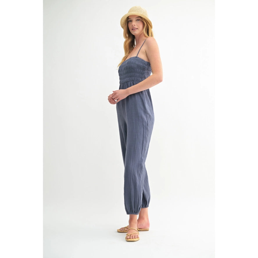 Gauze Smocked Jogger Jumpsuit