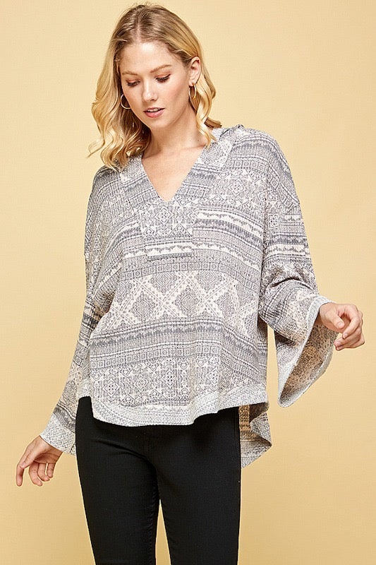 Waffle Knit Hoodie Top (FINAL SALE)