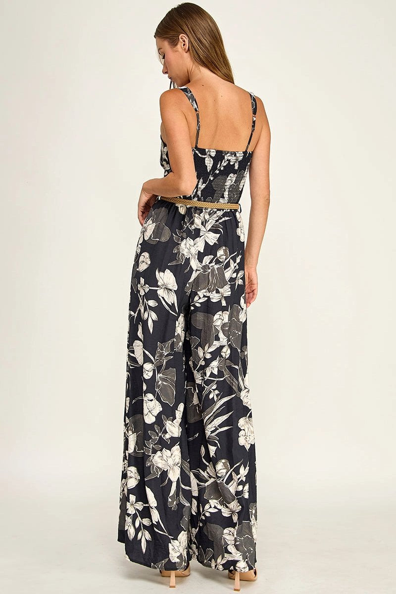Floral Belted Jumpsuit