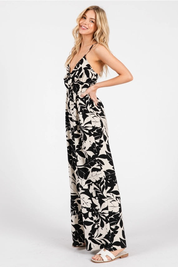 Tie Bodice Wide Leg Cami Jumpsuit