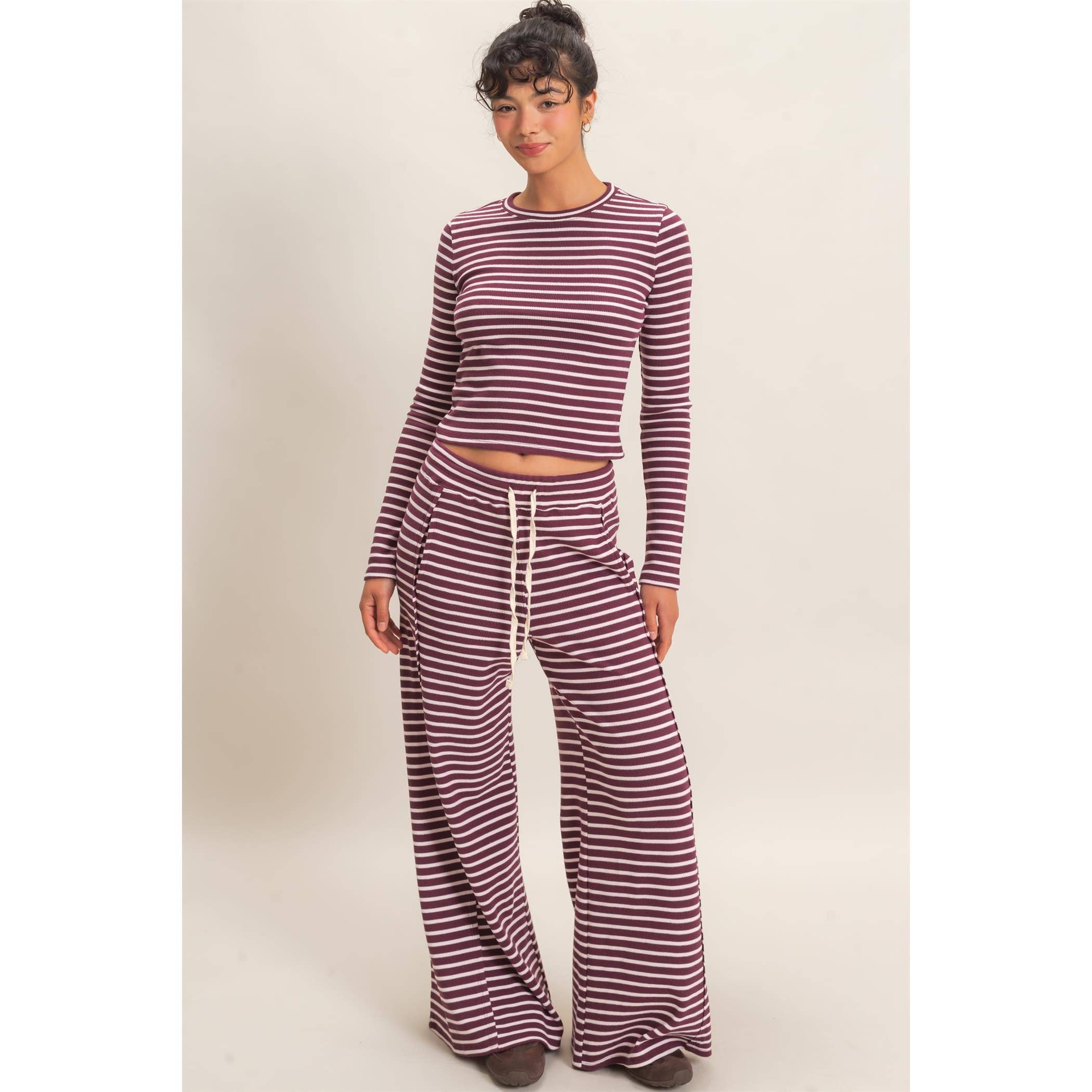 Striped Waffle Long Sleeve Top & Pants Set (sold separately)