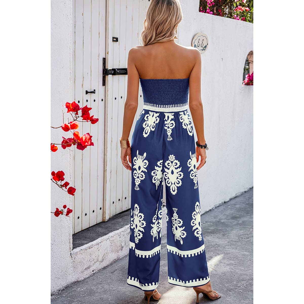 Capri Smocked High Waist Jumpsuit