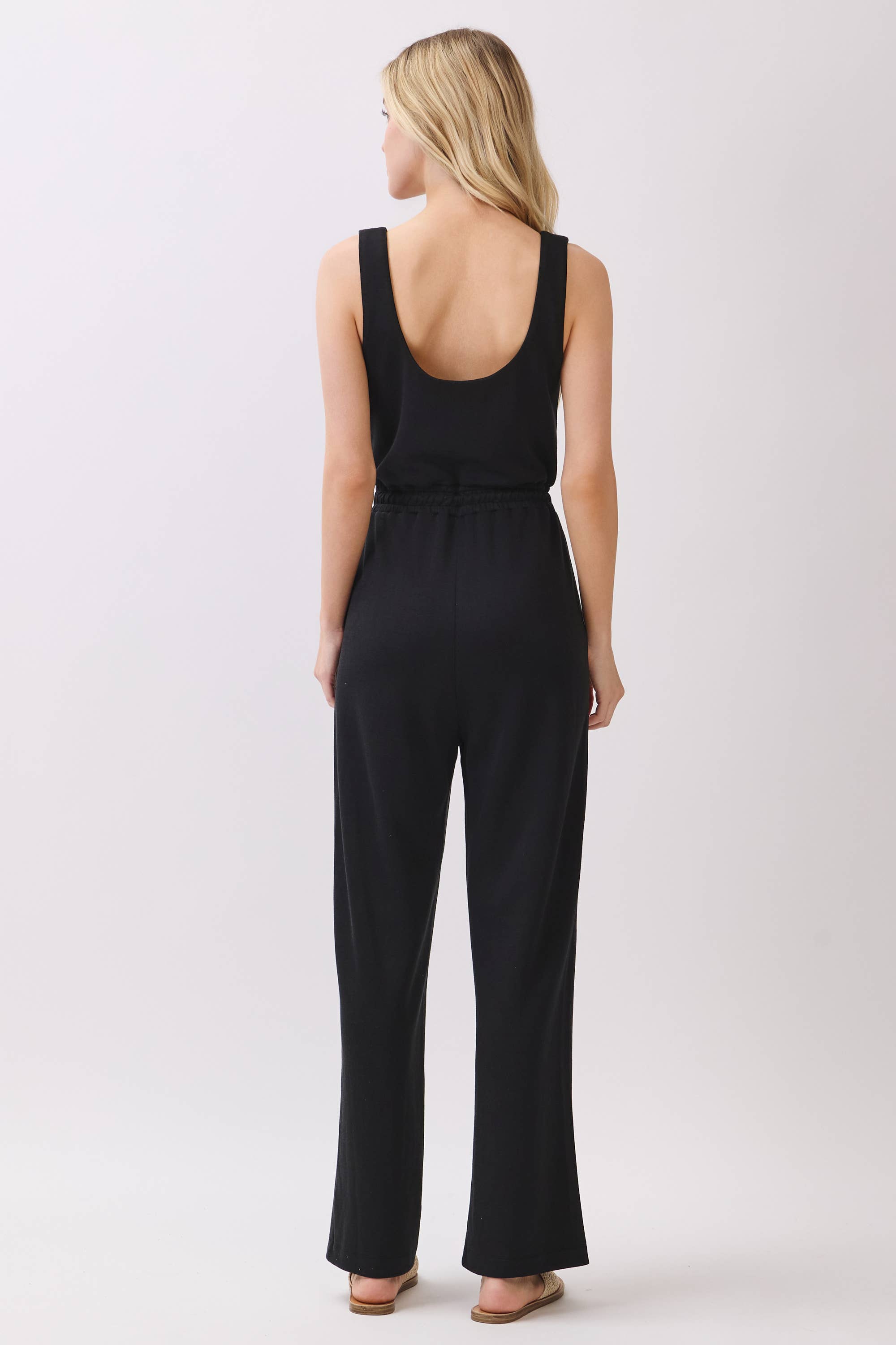 U Back Tie Waist Jumpsuit