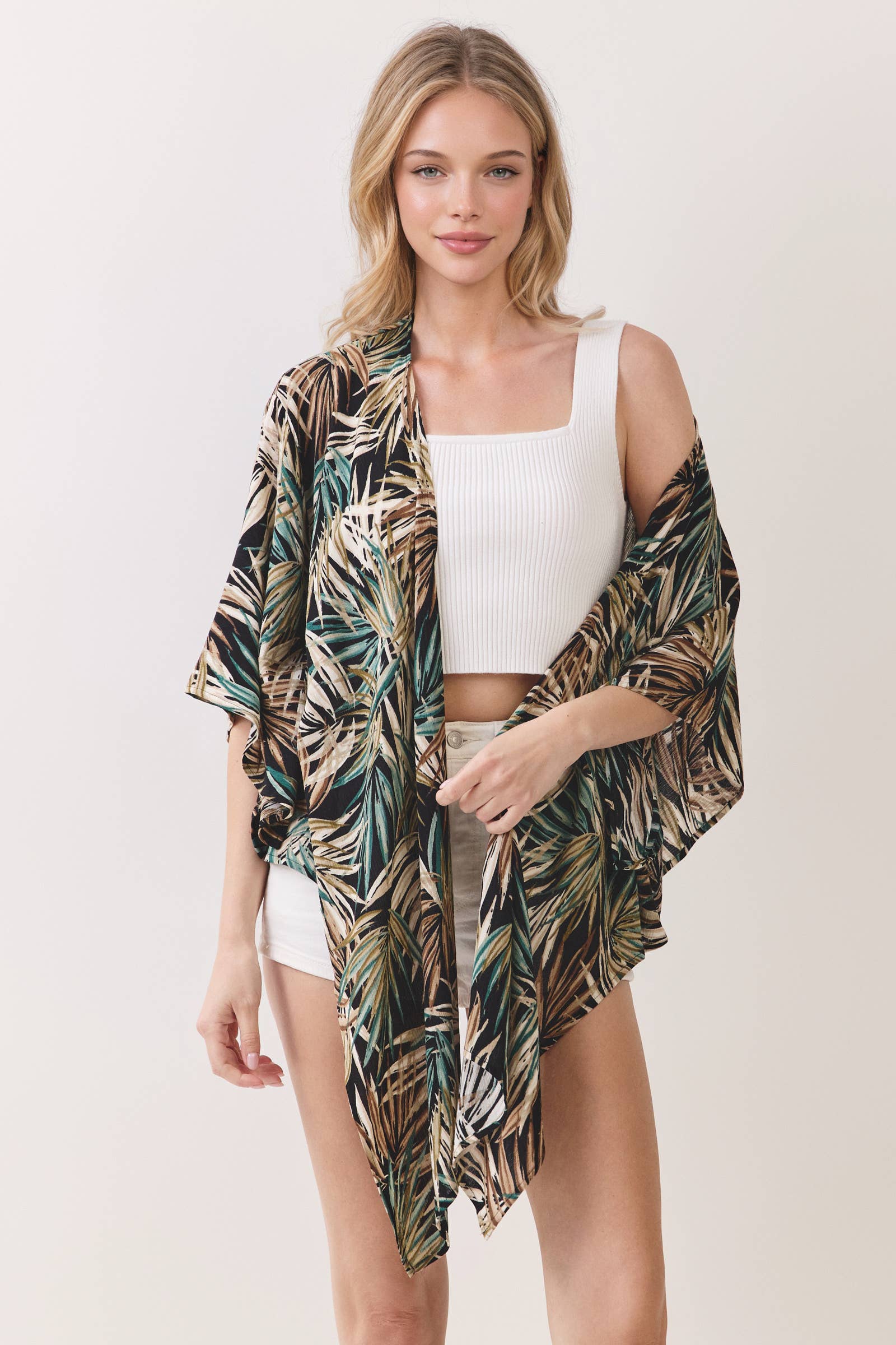 TROPICAL PRINT KIMONO CARDIGAN