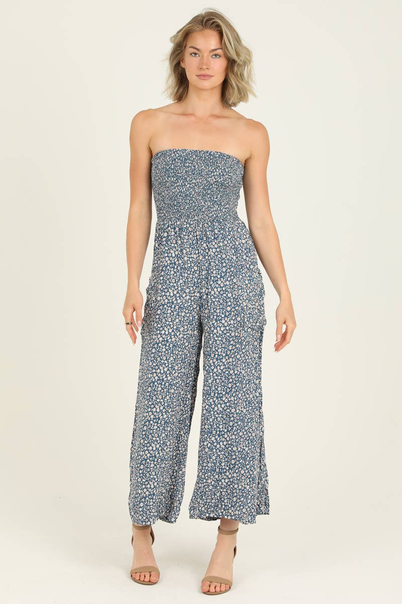 Ditsy Floral Smock Jumpsuit