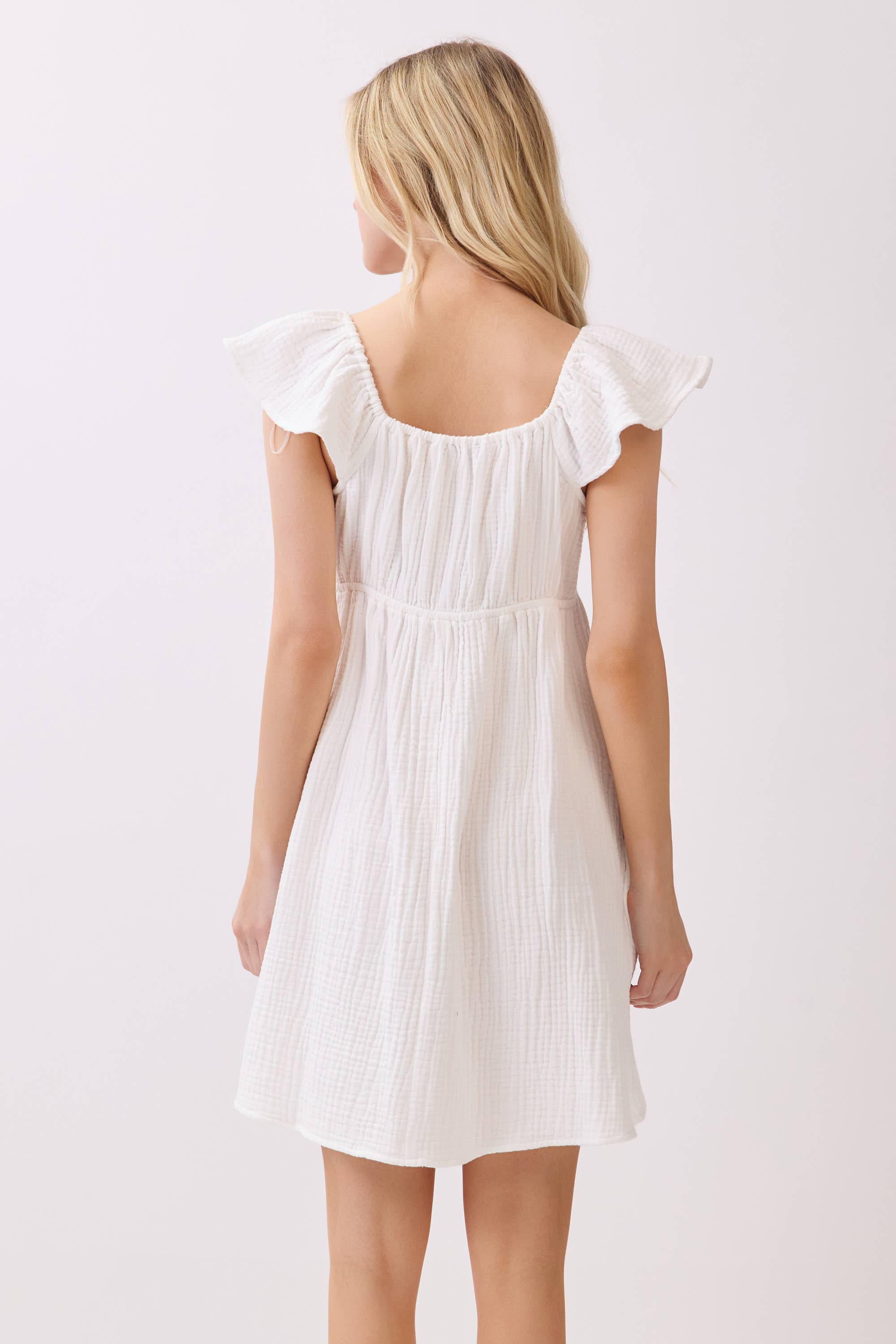 Gauze Tie Front Mini Dress