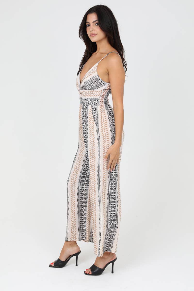 Boho Striped Twist Front Jumpsuit