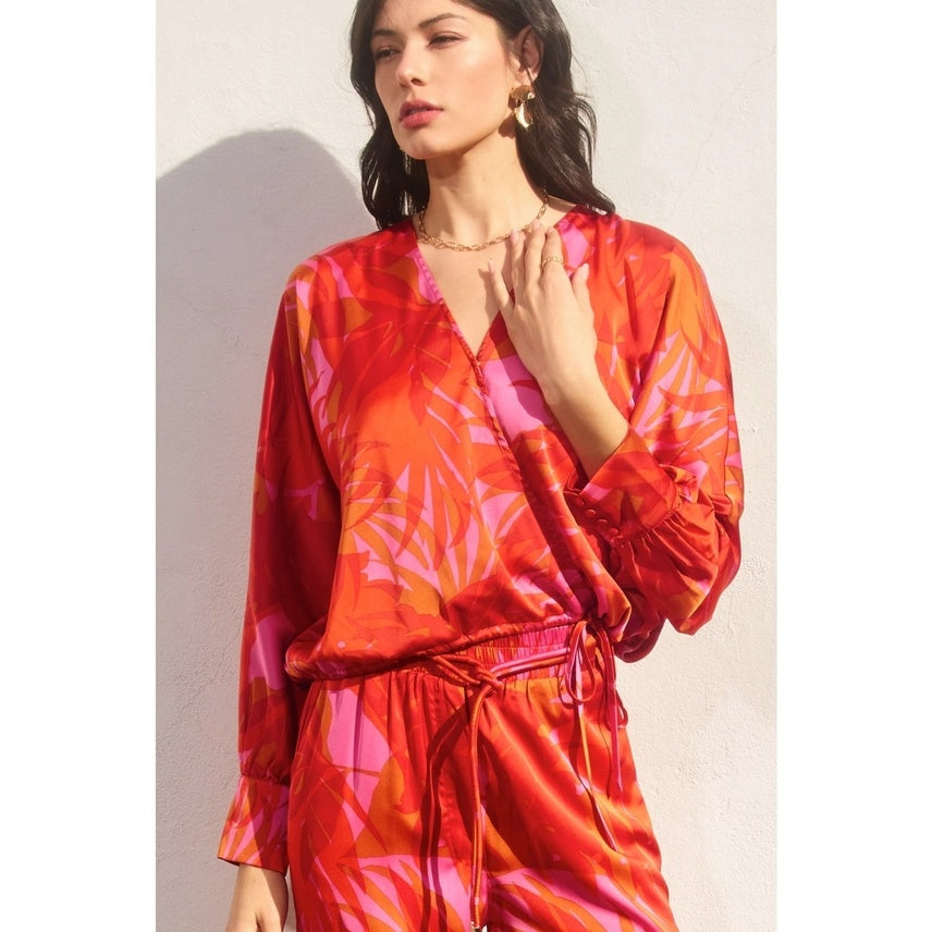 Scarlet Flame Surplice Top