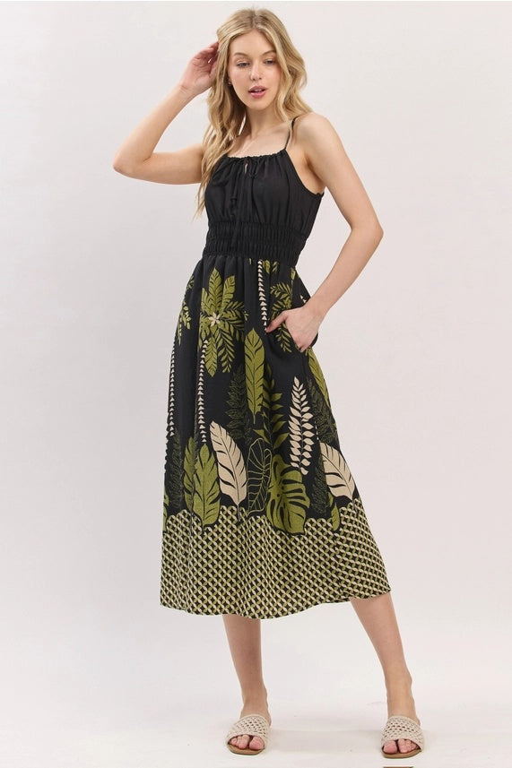 Paradise Smocked Midi Dress