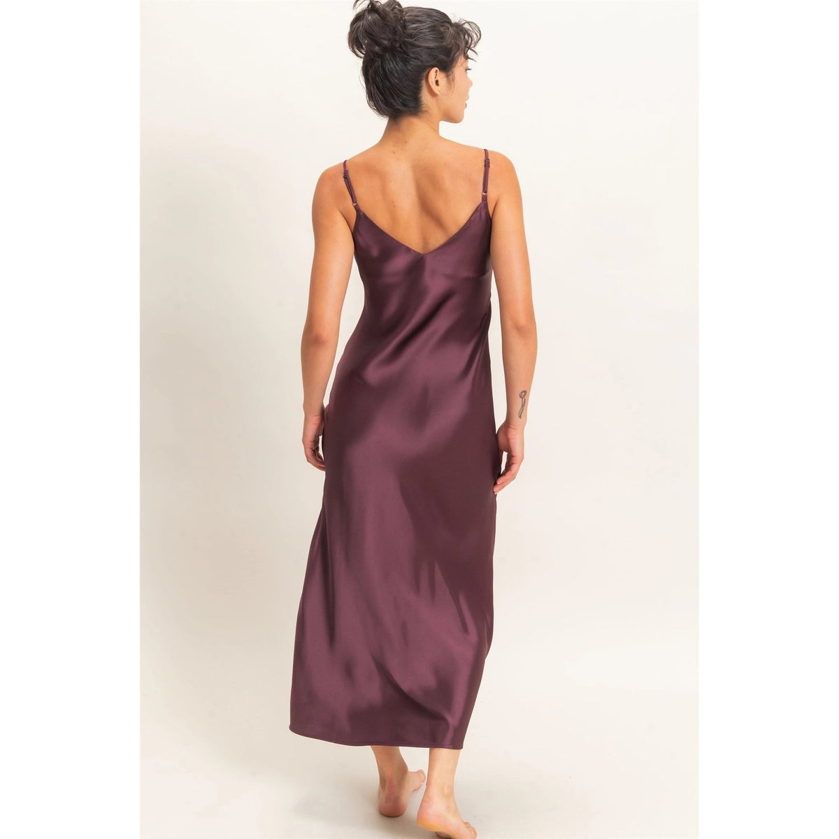 Satin V-Neck Slip Dress