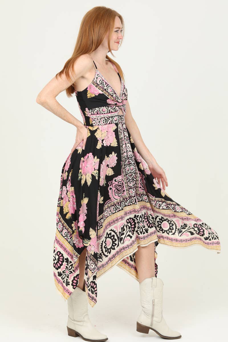 Patchwork Hanky Hem Maxi Dress