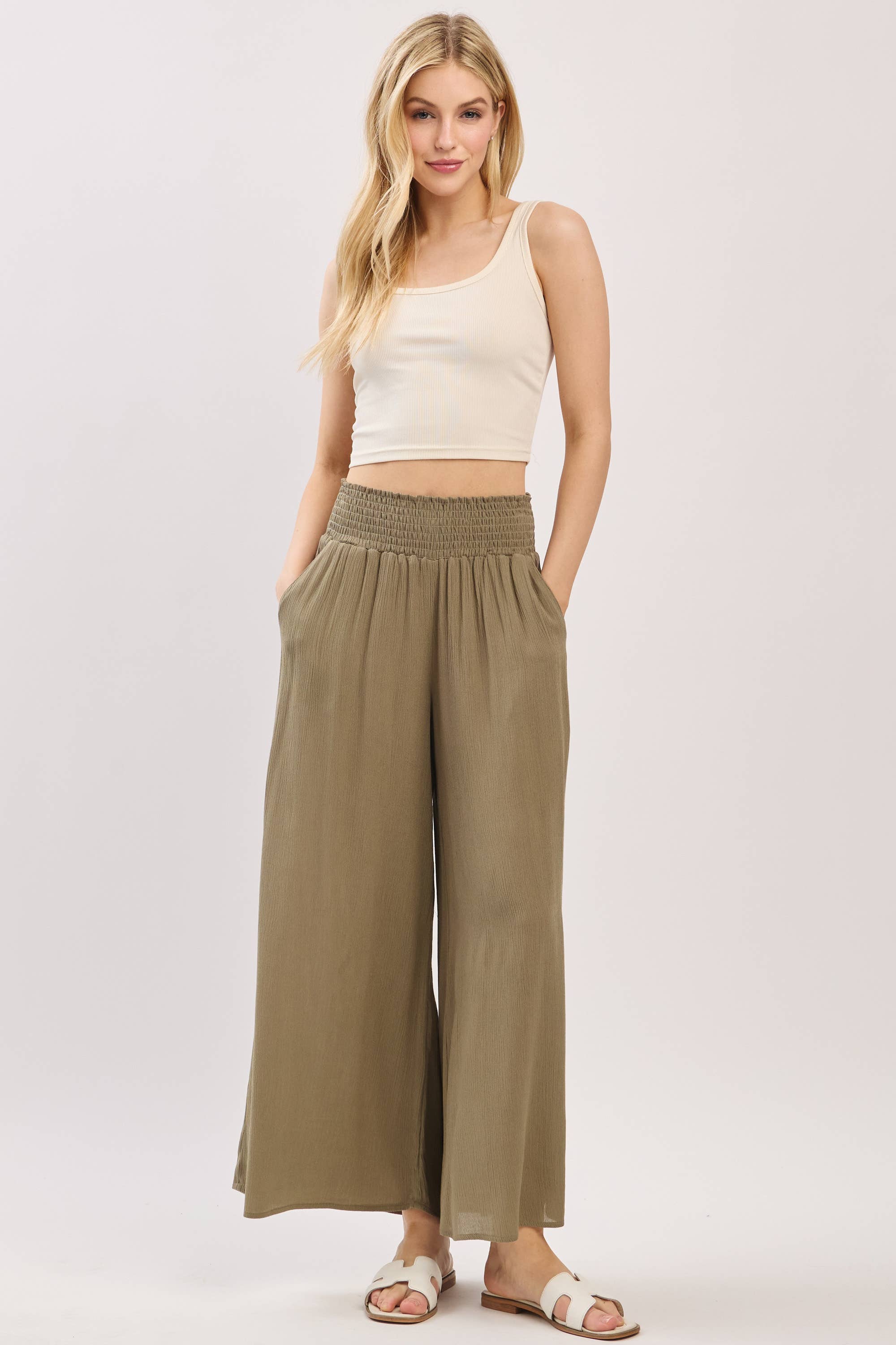 Solid Wide Leg Pants