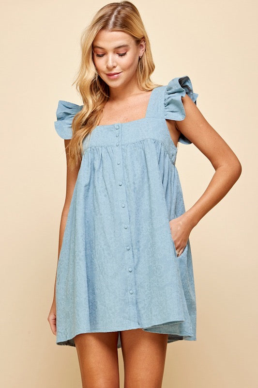 Ruffle Sleeve Baby Doll Dress