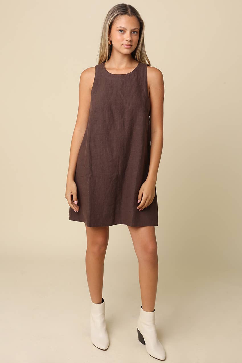 Lena Classic Linen Mini Dress