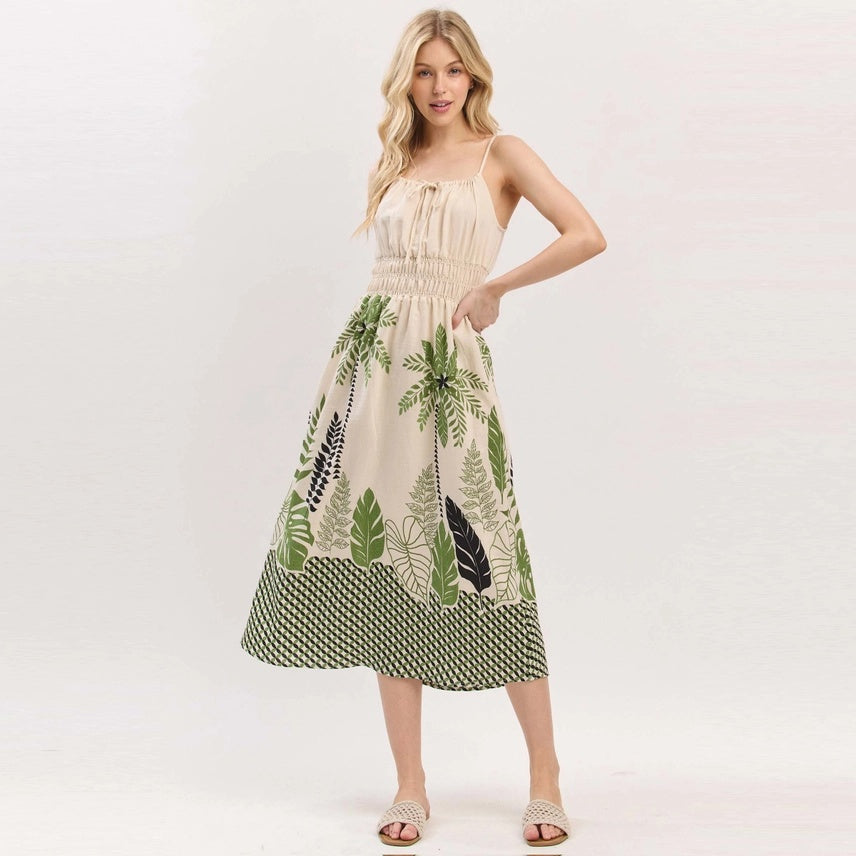 Paradise Smocked Midi Dress