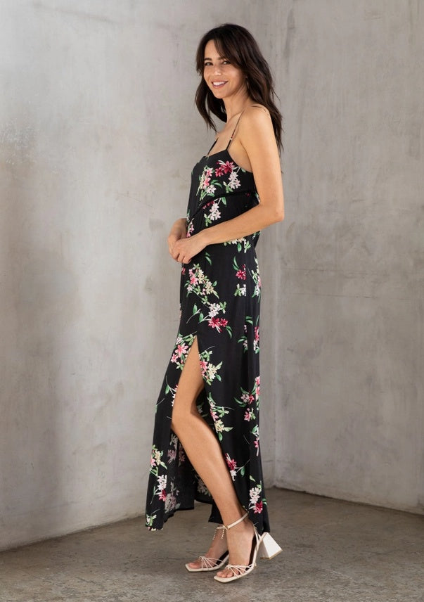 Floral Trim Midi Dress
