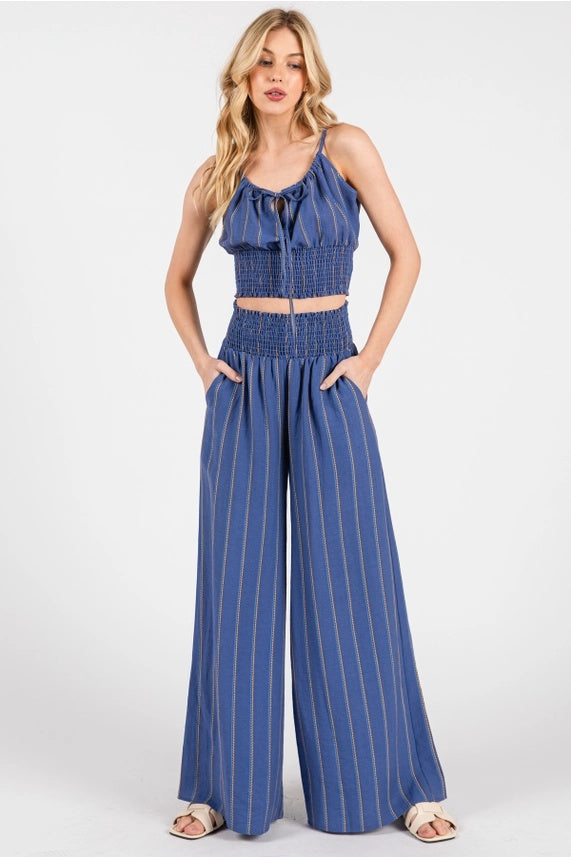 Striped Wide Leg Smock Pants