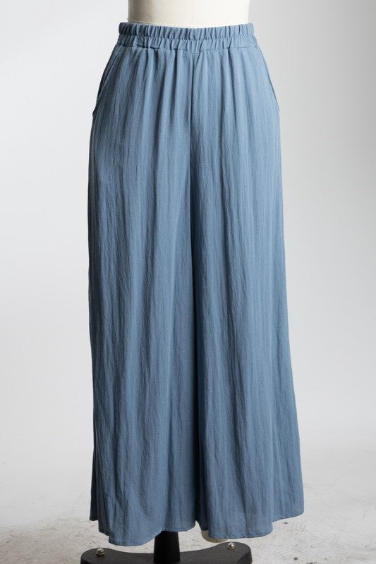Crop Hem Wide Leg Pants