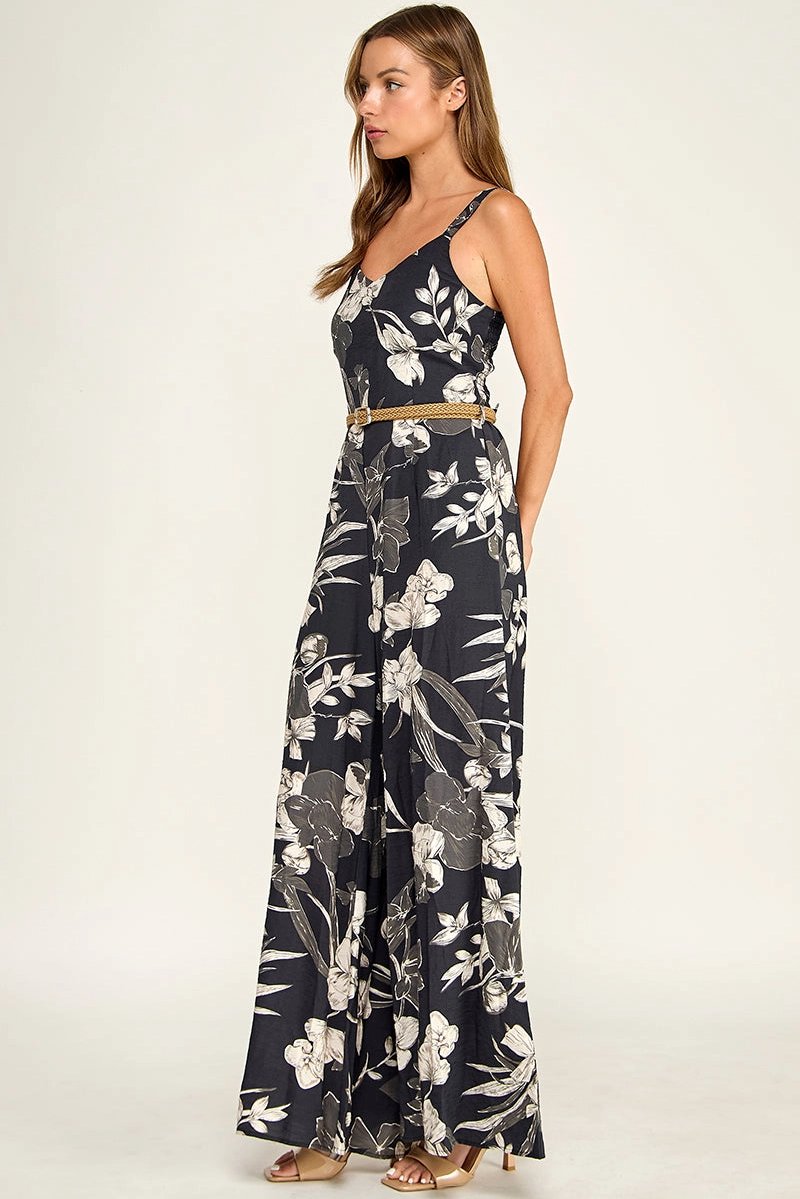 Floral Belted Jumpsuit