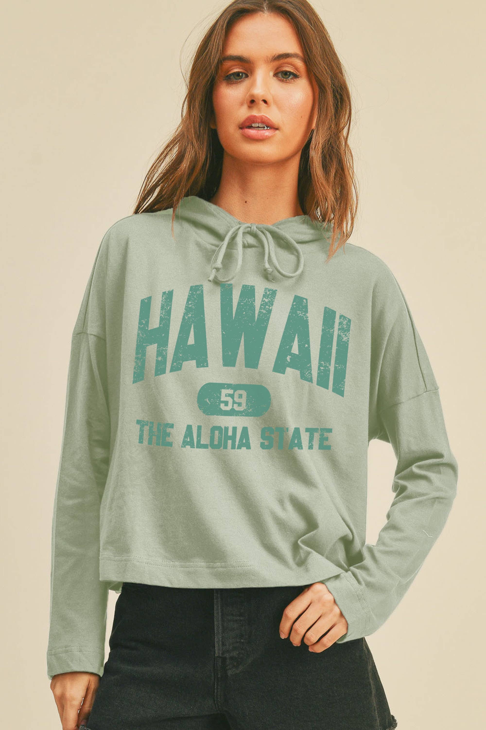 Hawaii The Aloha State Graphic Hooded Tee