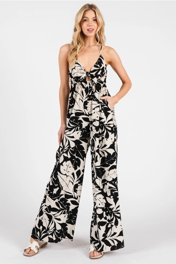 Tie Bodice Wide Leg Cami Jumpsuit