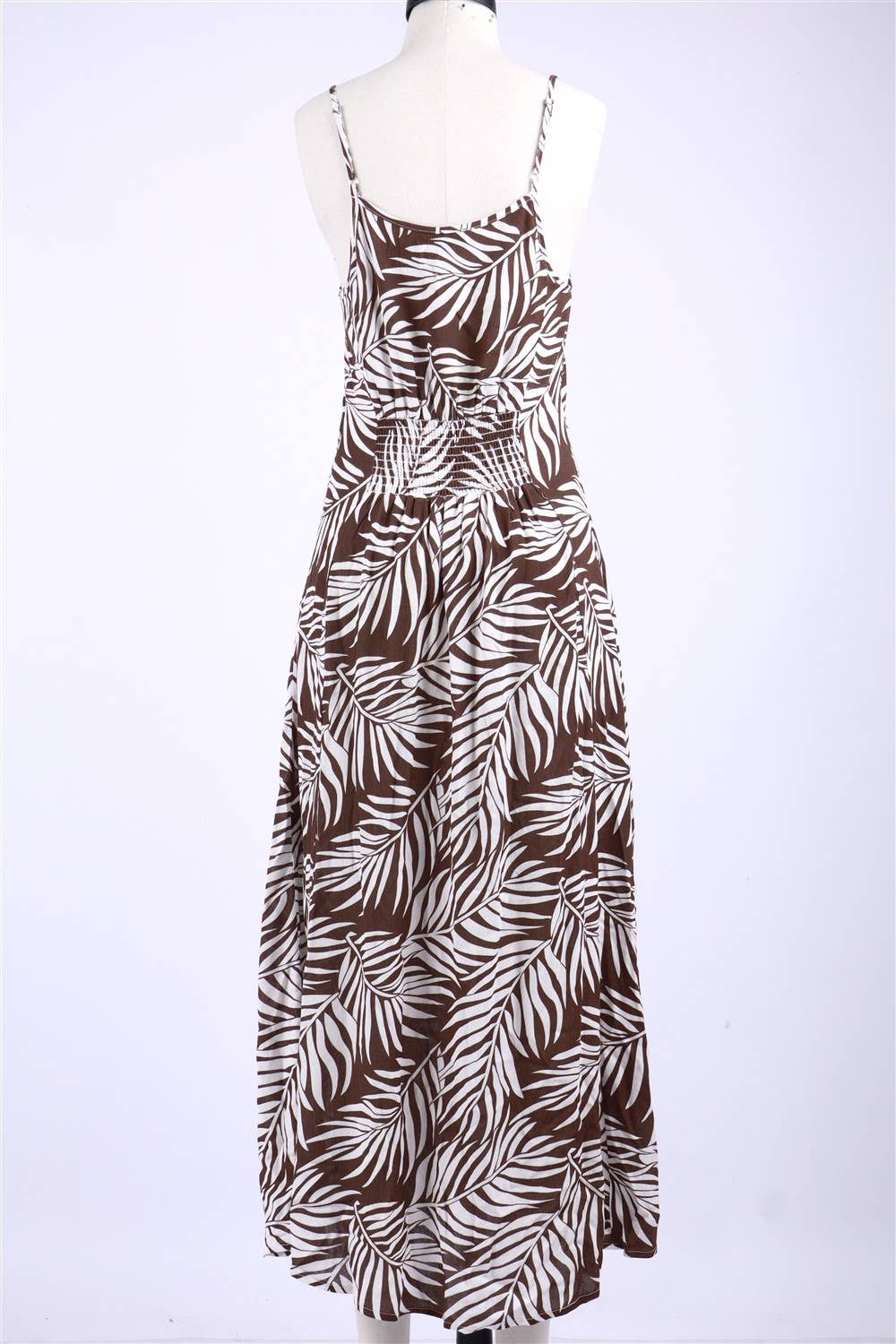 Button Trim Flowy Maxi Dress