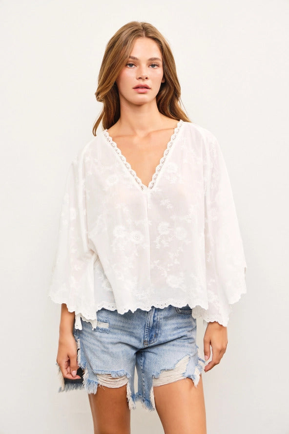 V-Neck Embroidered Tunic