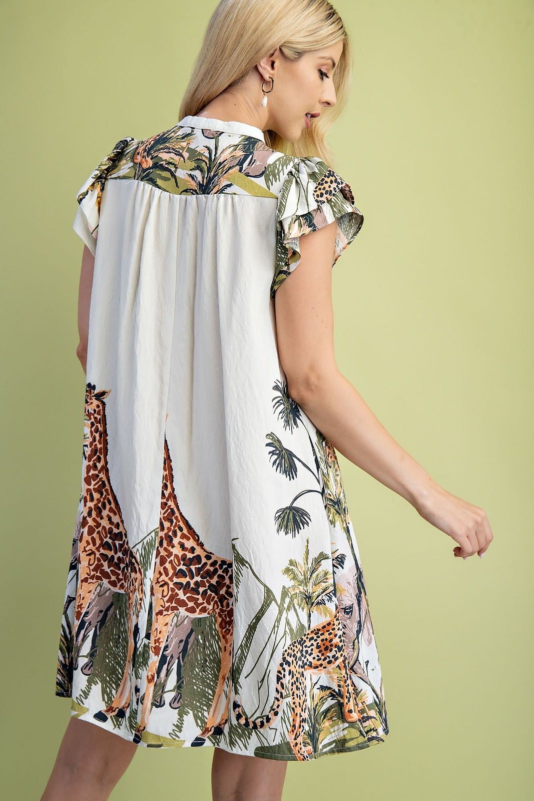 Flutter Sleeve Safari Mini Dress