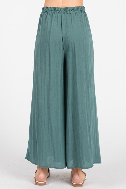 Crop Hem Wide Leg Pants