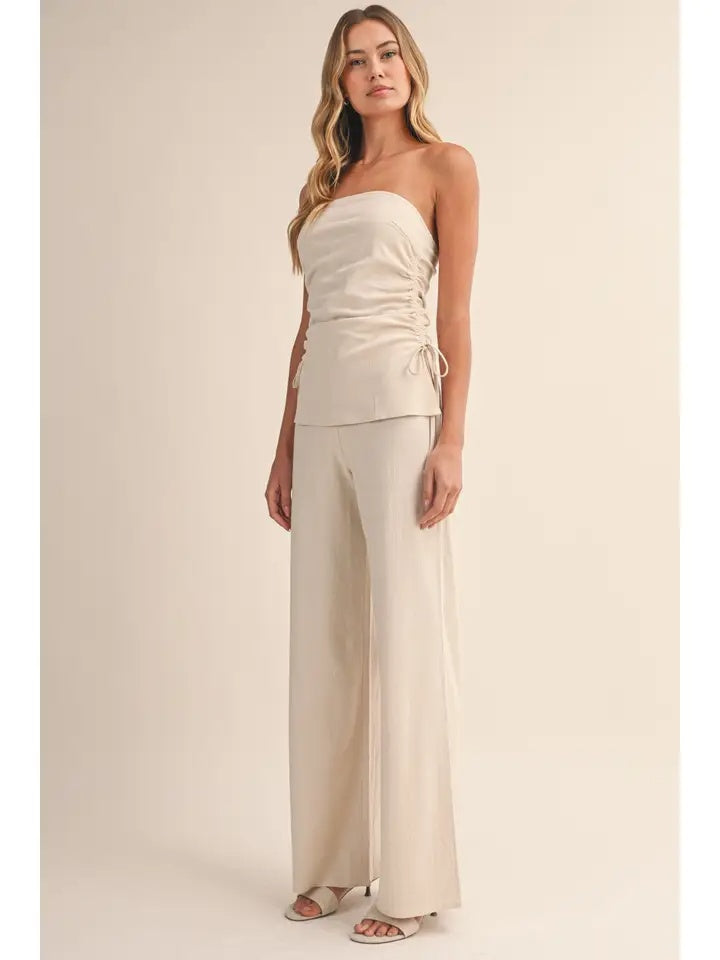 Ruche Tube Top and Wide Leg Pant Set (sold separately)