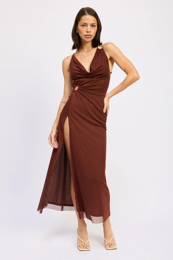 Mesh Cross Back Maxi Dress