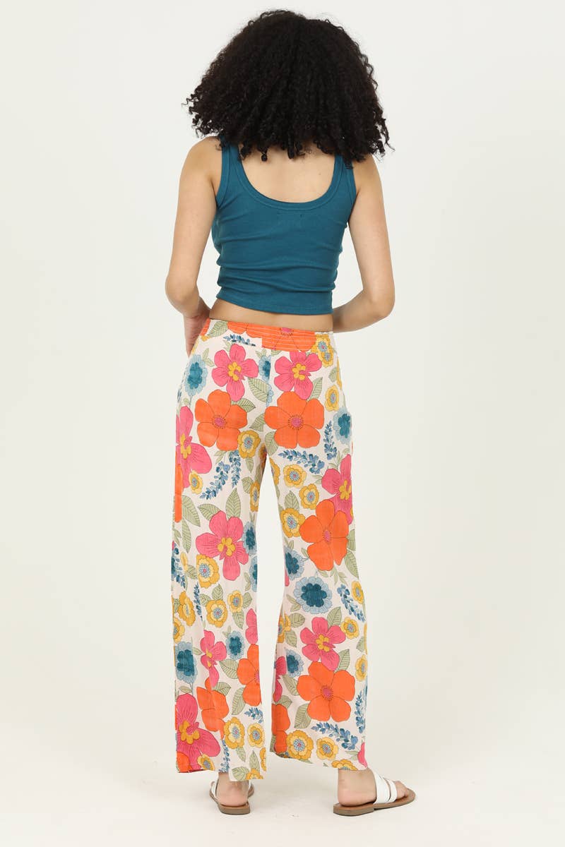 Groovy Floral Tie Waist Pants