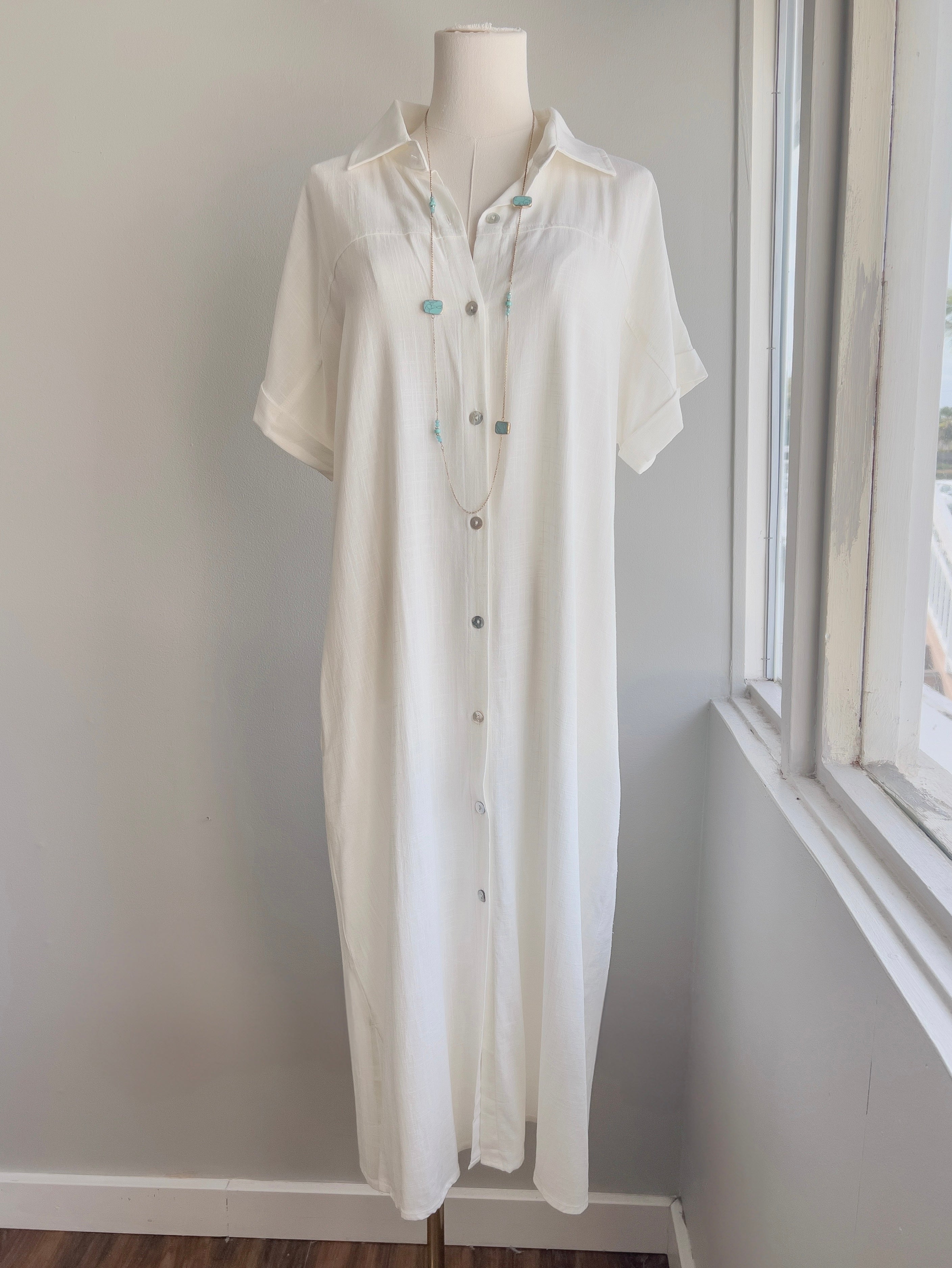Linen Midi Shirt Dress