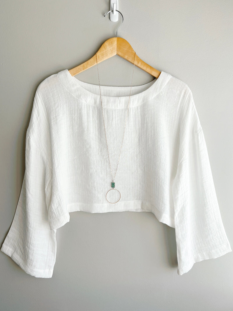 Flare Sleeve Cropped Top (3 colors)