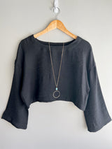 Flare Sleeve Cropped Top (3 colors)
