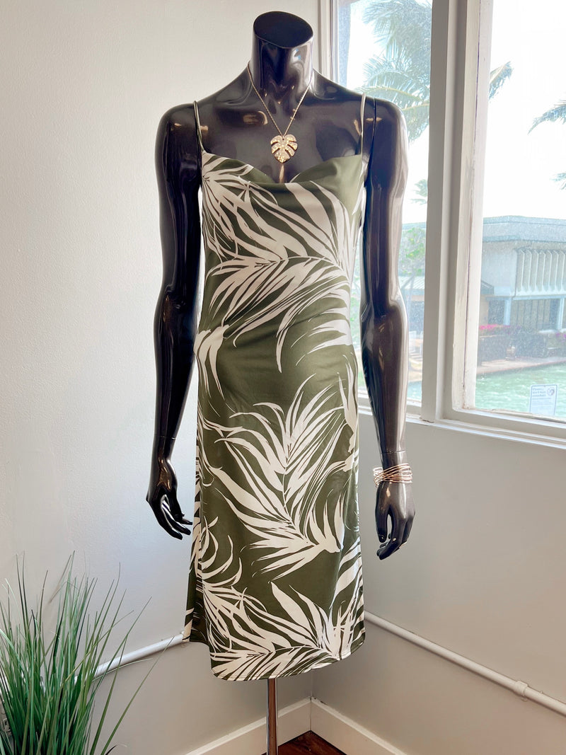Palm Print Cowl Midi Dress (3 colors)